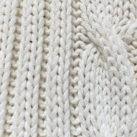 Vintage Women Cardigan Sweater Size Large Ivory Cableknit Varsity Boho 90s - Picture 9 of 13